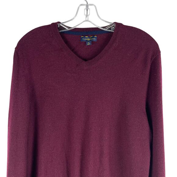 Club Room Merino Wool Blend V Neck Long Sleeve Sweater Burgundy Size M - Picture 4 of 9